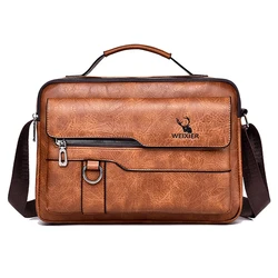 Large-capacity Shoulder Bag PU Leather Men's Messenger Bag Business Commuter Handbags Waterproof Wear-resistant Can Be Stored 가방