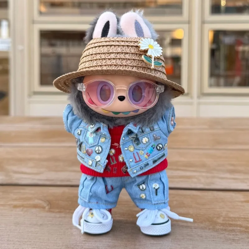 

[Только одежда для кукол] Джинсовая куртка Gd, одежда Labu Labu, универсальная кукольная одежда 123, комплект из 6 предметов, 1 комплект, 17 см, милая