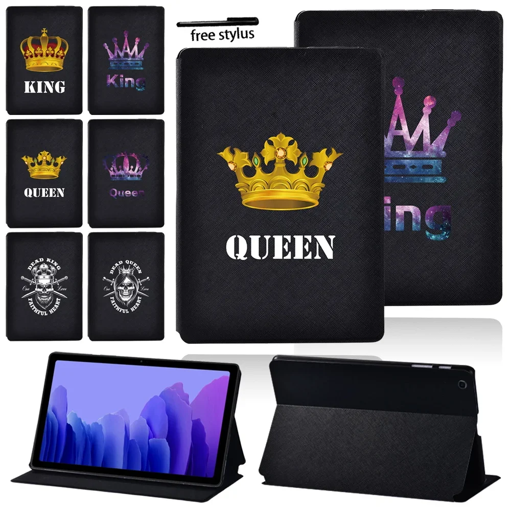 

Case for Samsung Galaxy Tab A7 10.4" 2020 SM-T500 SM-T505 Printed Crown PU Leather Folding Stand Protective Folio Cover