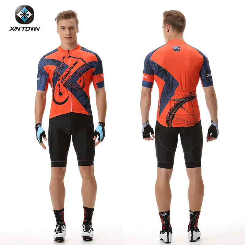 

XINTOWN New Summer Men's Textured Cycling Short Suit Bike Jersey & Shorts