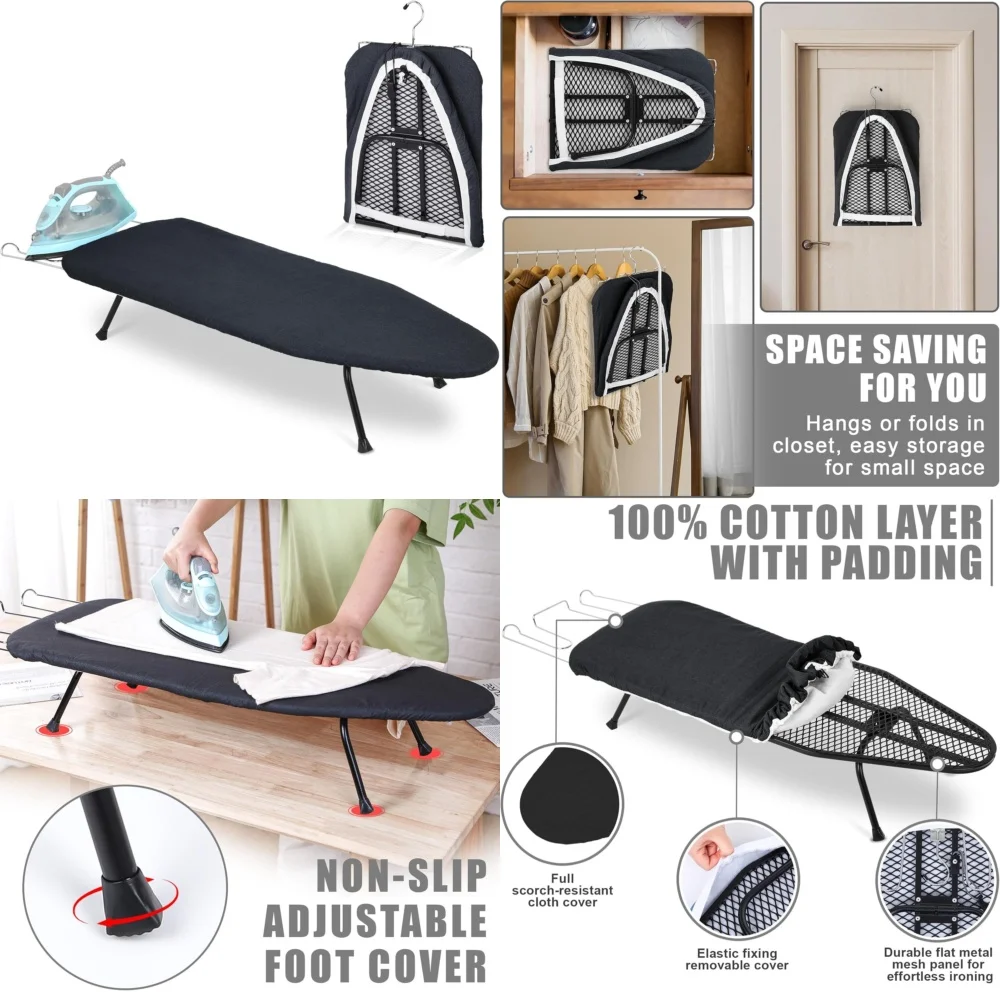 

Foldable Metal Ironing Board with Stand Portable Lightweight Design Non Slip Surface Easy Storage Home Laundry Essentials