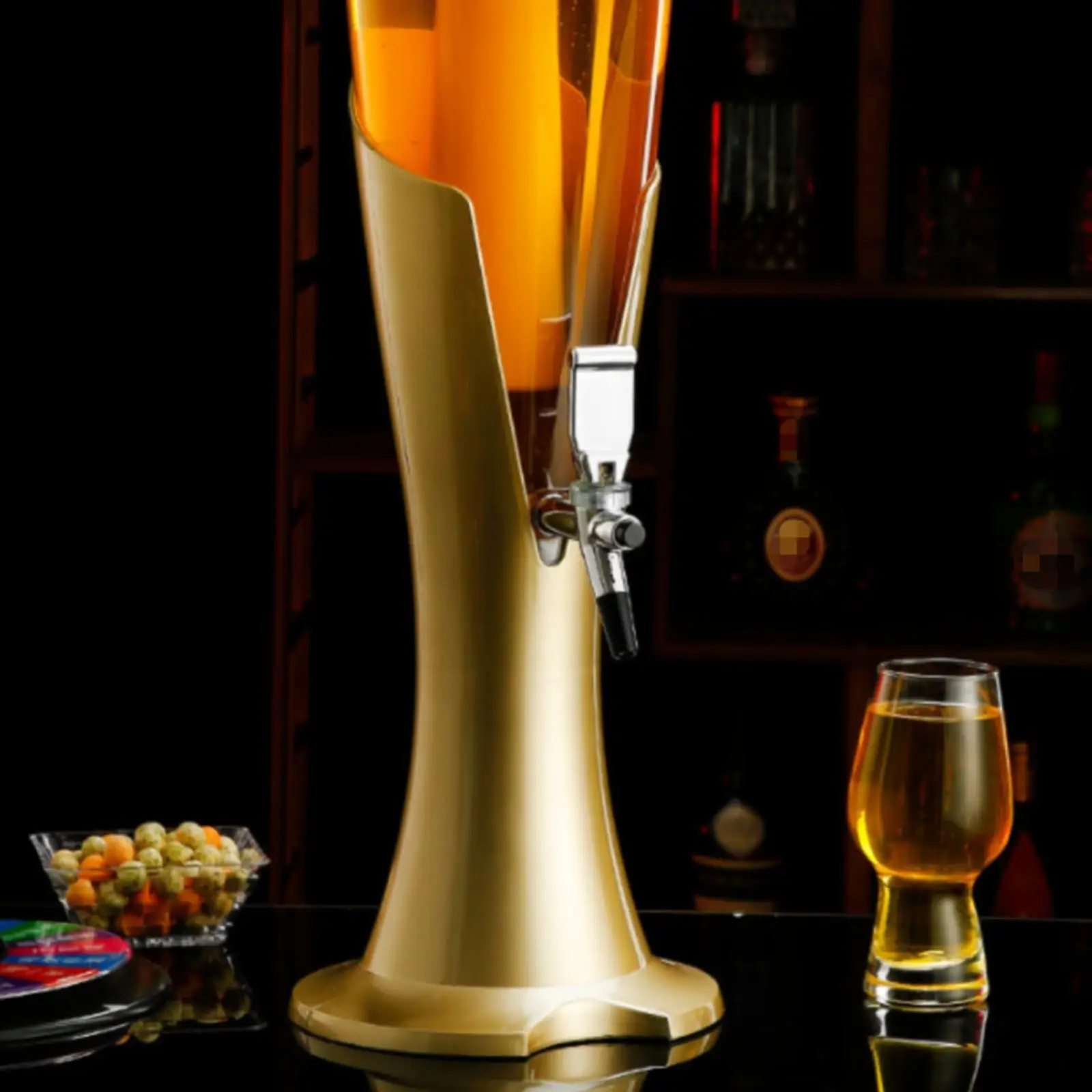 Draft Beer Dispenser with Internal Ice Column LED Glow Stainless Steel Drink Dispenser for Home Bar