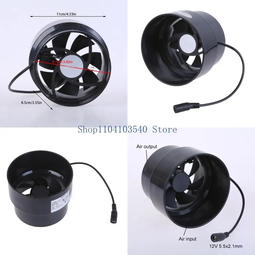 

02DC Powerful 12V Ventilation Exhaust Fan 110mm-100mm for Home Outdoor Use with Low Noise Level Odor Extraction Energy Saving