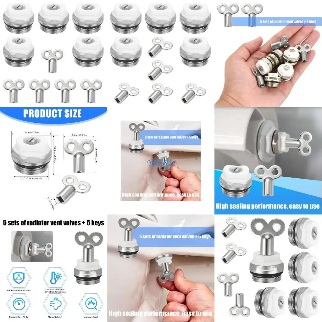 E15A 5 ชิ้นคู่มือหม้อน้ำปลั๊กระบายอากาศวาล์วหม้อน้ำอะไหล่ใช้งานง่าย