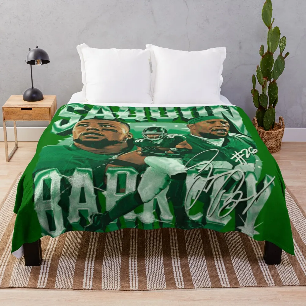 

Saquon Barkley Throw Blanket Luxury Thicken Flannel Blankets