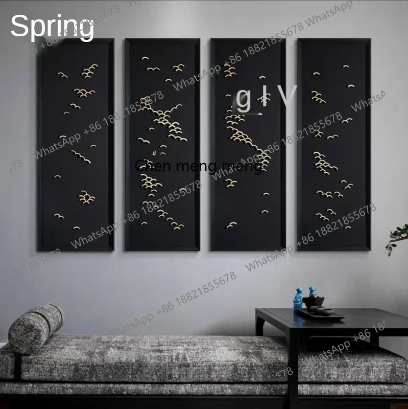 k182TTJingquanCreative Handmade Physical Picture NewChinese Style Decorative 3D Painting Combination Tea Room Living Room Backgr