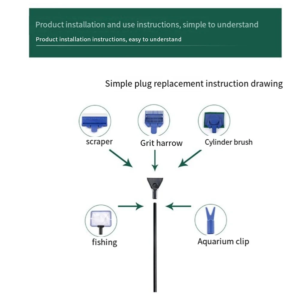

VOFUN-инструмент для чистки аквариума с длинной ручкой, щетка для аквариума, щетка для чистки стекла, водная коробка, длинная щетка, длинный стержень, аквариум
