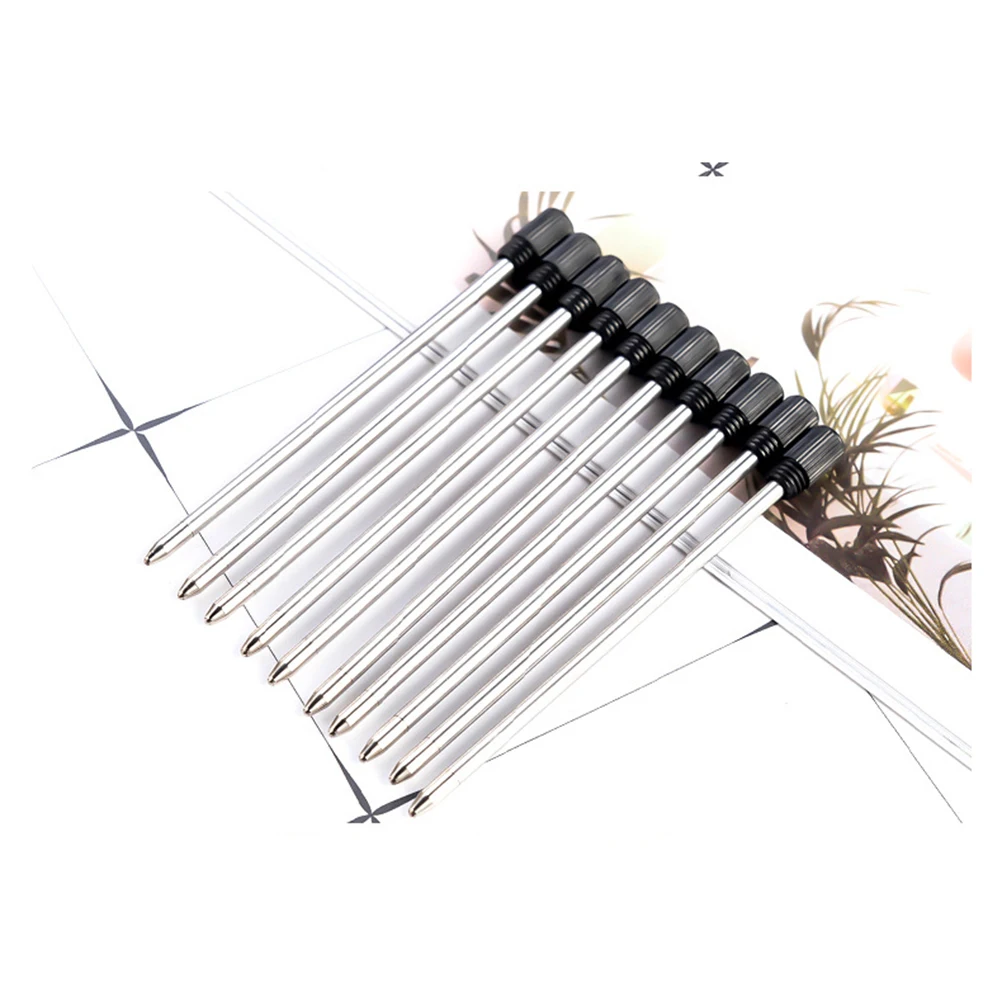 

12Pcs Ball Point Pen Refills Black Ink Metal Fine Tip Standard Length Smooth Ink Flow Refill for Writing and General Use