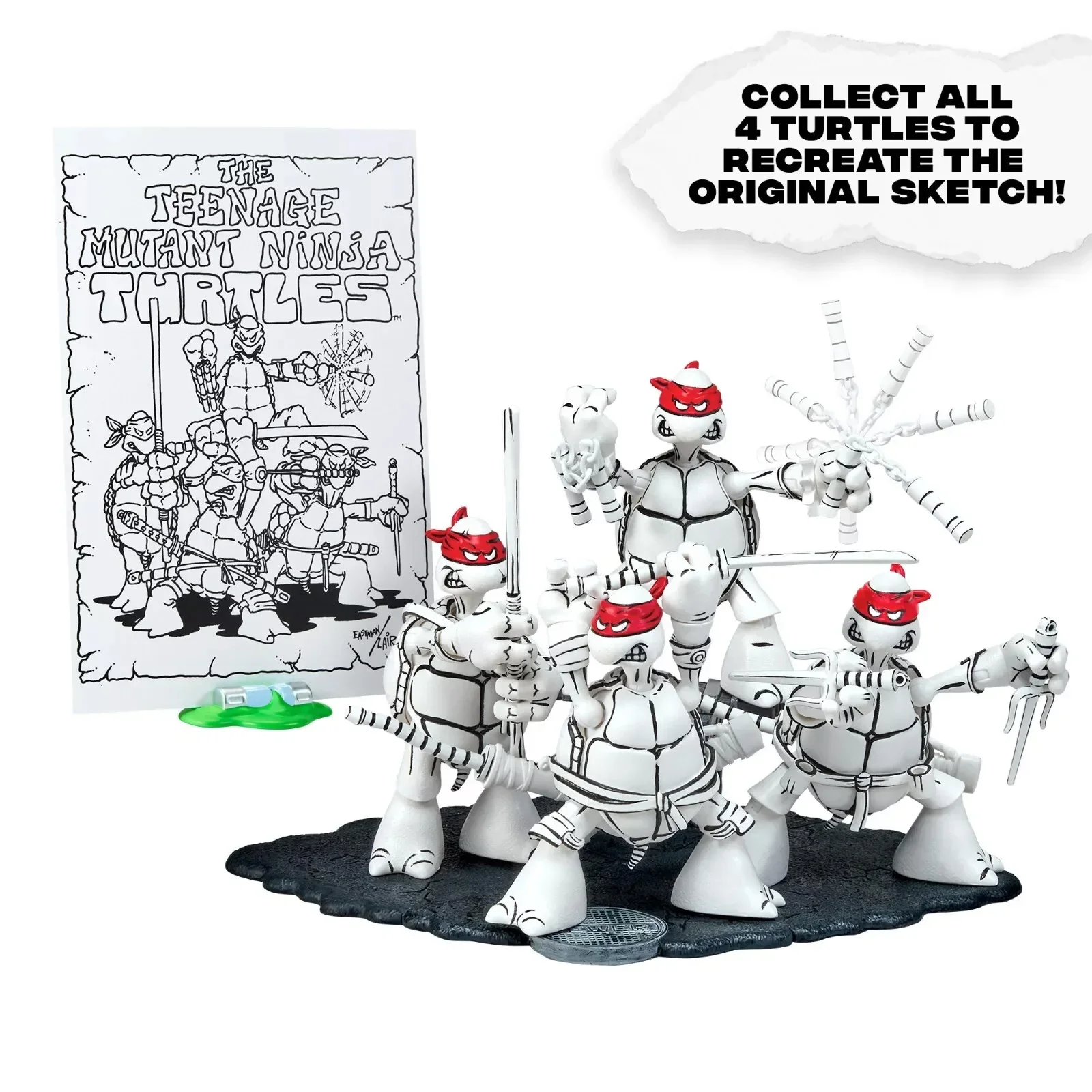 

Teenage Mutant Ninja Turtles TMNT SDCC 2024 Limited Edition Black White Sketch Collect Action Figure Model Toy Decoration Gifts