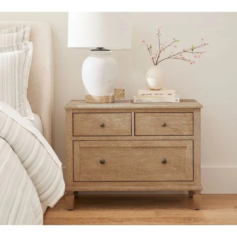 American Country-style Vintage Solid Wood Nightstand, Direct From Factory with Large Customizations Available
