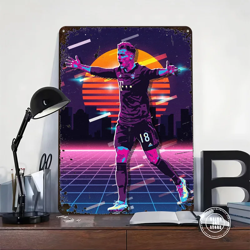 ليون Goretzka 80s علامة معدنية جدار ملصق فني رجل الكهف كرة القدم تين علامات للديكور المنزل خمر عناصر ديكور المنزل القهوة بار