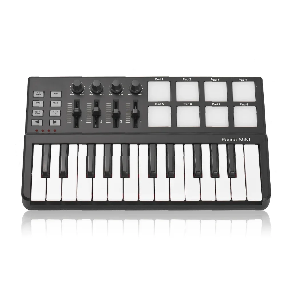 

Portable 25 Keys USB Keyboard MIDI Controller With Colorful Drum Pad Panda MINI