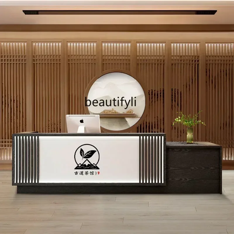 

cqyRetro New Chinese Style Bar Counter Shop Cashier Tea Ear Cleaning Foot Massage Store Pavilion of Regimen Reception Desk Cabin