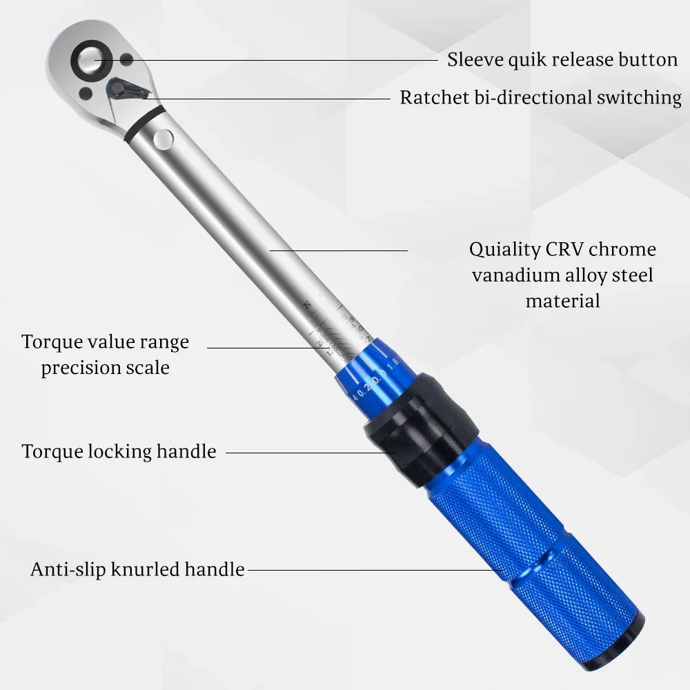 Complete 11/15/22pcs Bicycle & Car Repair Kit Precision Torque Wrenches 2-24Nm 1/4\