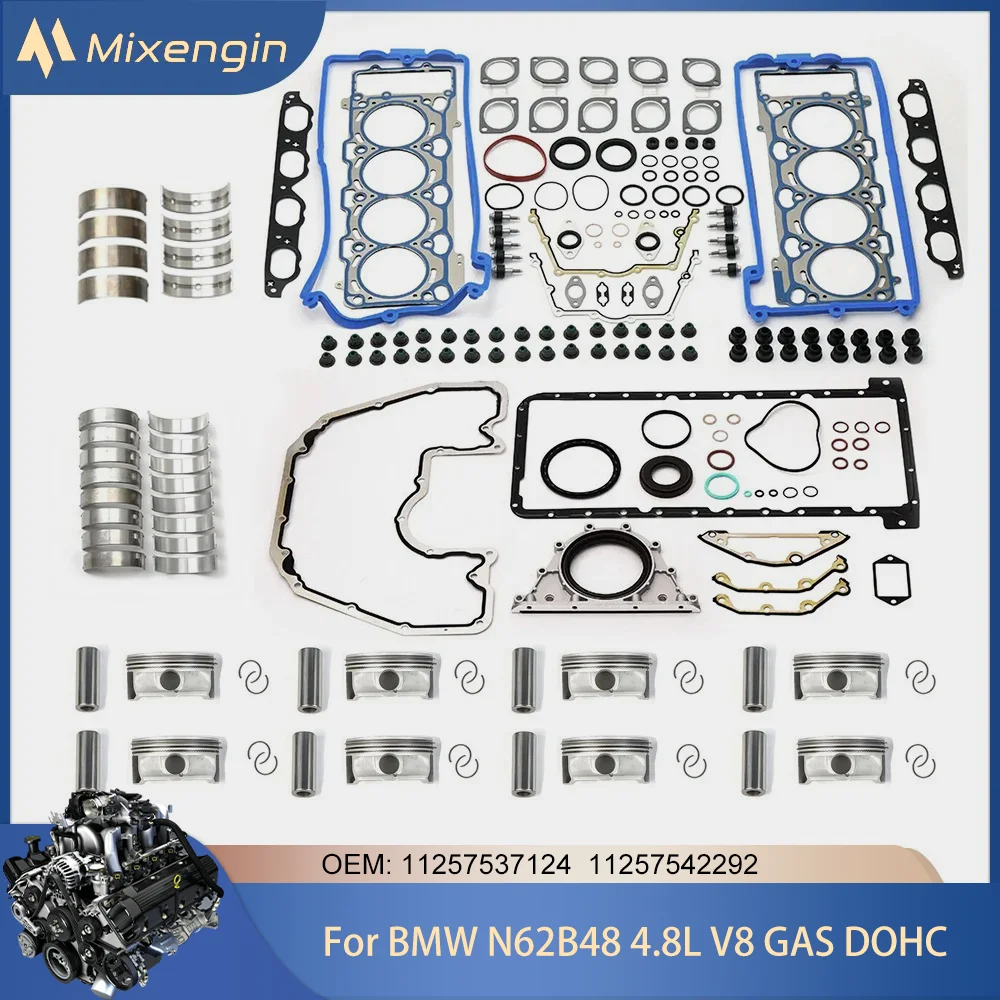 Auto Engine Piston Bearing Gasket Set For BMW N62B48 4.8L V8 GAS DOHC X5 550i 650i 750i 750Li E60 E61 E63 E65 E66 E70 2004-2010
