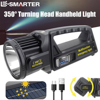 P50 Solar Charging Portable Powerful LED Flashlight Handheld Searchlight USB Rechargeable Spotlight Waterproof Torch Light
