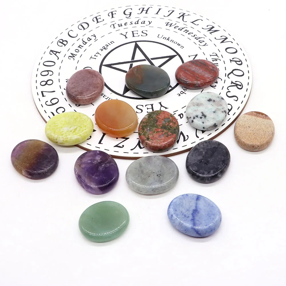 30x25mm Mini Worry Stone Thumb Gemstone Natural Healing Crystals Therapy Reiki Treatment Spiritual Minerals Massage Palm Gem