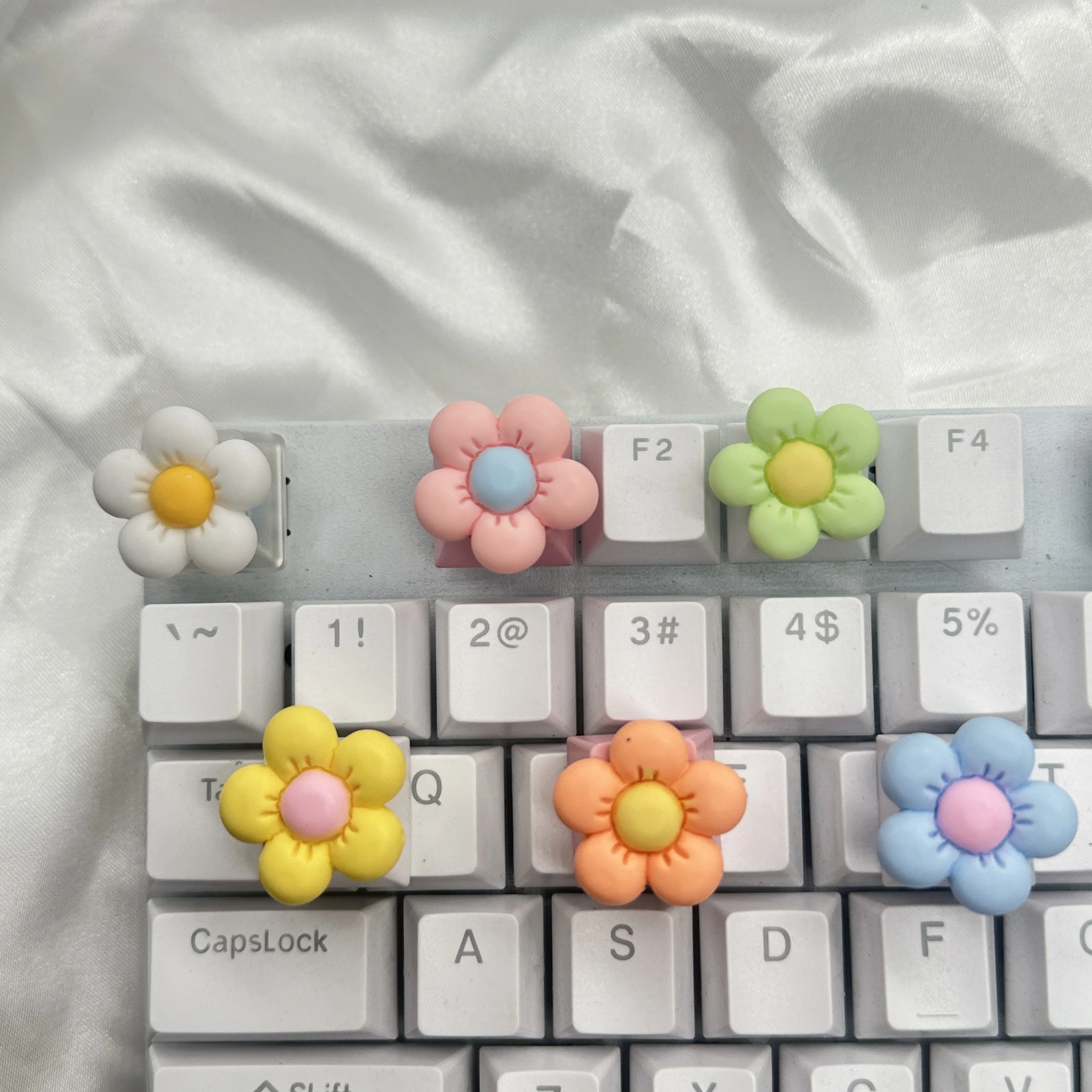 New high-quality transparent flower purple pink cross axis mechanical keyboard with replaced keycaps R4 height
