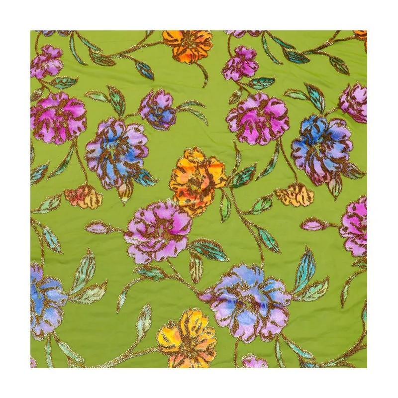 Woven velvet jacquard positioning hand-painted fabric for high-end dress and cheongsam