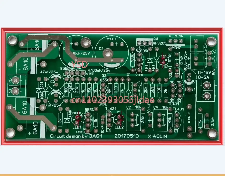 2pcs 0-15V 0-5A Adjustable Power Supply PCB Board Empty DIY Experiment Kit