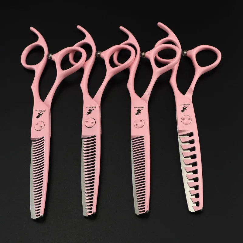 NEPURLson 6.0inch pink hair scissors with multiple teeth available. Made of high-quality steel,  sharp durable comfortable