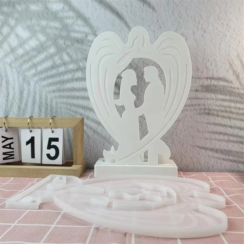 

Angel Blessing Couple Plug-in Silicone Mold DIY Candle Holder Ornament Resin Mold Valentine's Day Gift Home Decoration