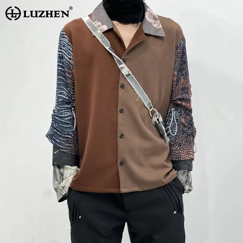 

LUZHEN Original Personalized Splicing Long Sleeve Design Casual Shirts Men's 2025 Autumn Fashion Elegant Handsome Clothes JY4219