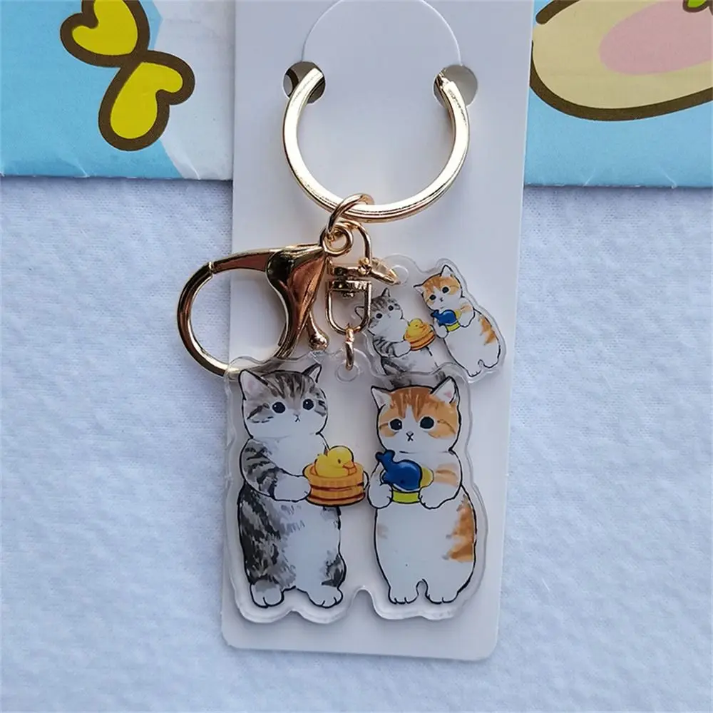 Transparent Shark Cat Keychain Key Chain Accessories Animal Cartoon Cat Keyring Cute Acrylic Cat Pendant Backpack