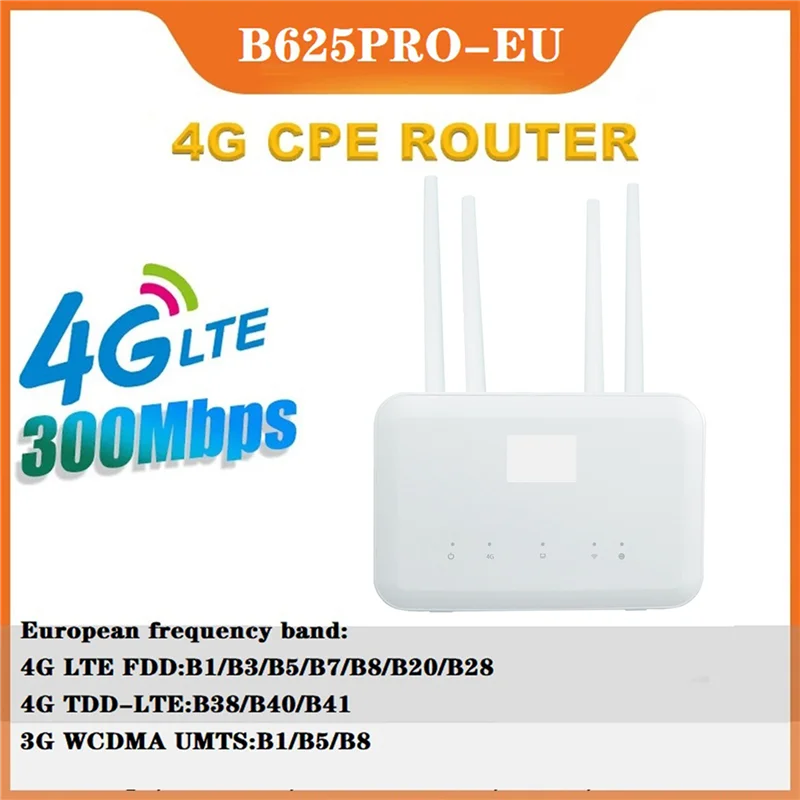 【Dernier chip!】3X B625PRO-EU 4G Wifi Router 300Mbps com slot para cartão SIM + 12Xantenna 4G Router Suporte Bateria Power B28 Band US Plu