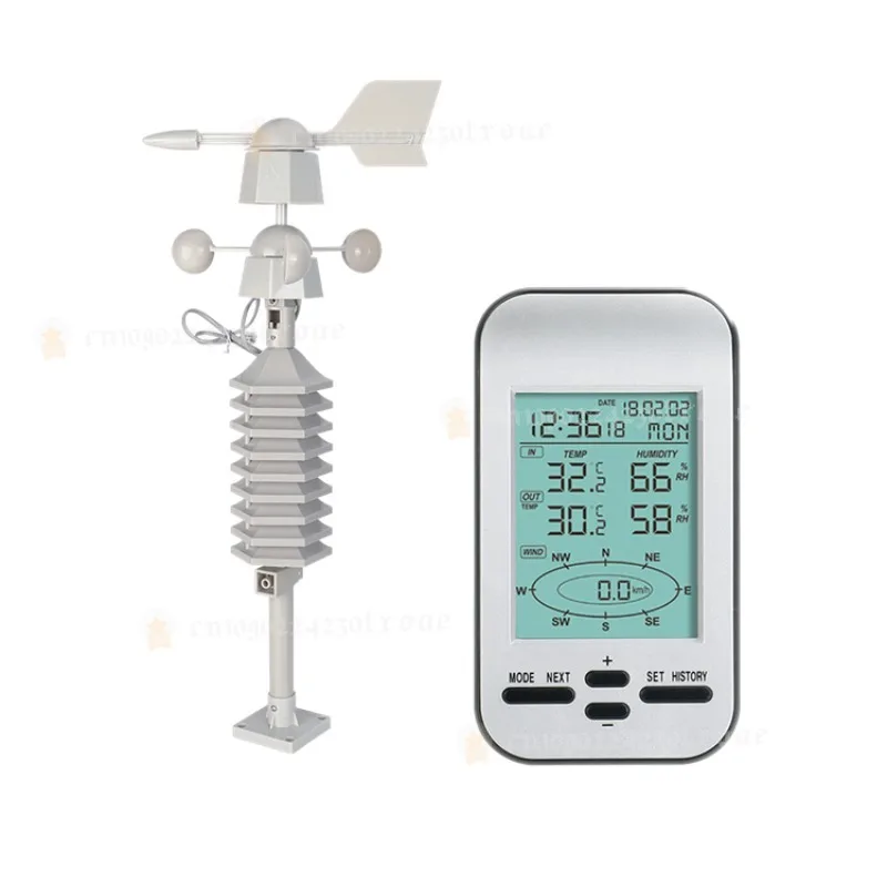WS0232 Wireless Weather Station Clock Dual Mount Wind Sensor LCD Outside Wind Speed Direction Home Chill Temperature Humidity