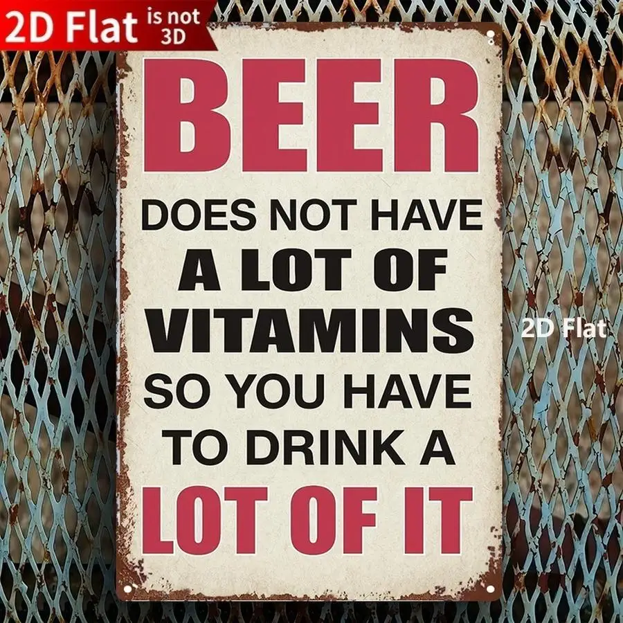 1/5/10/20/50/100pcs 2D Flat, 2D Flat Plane, Metal Sign, Vintage Beer Poster Decorative Painting for Bar and Restaurant Wall Art,