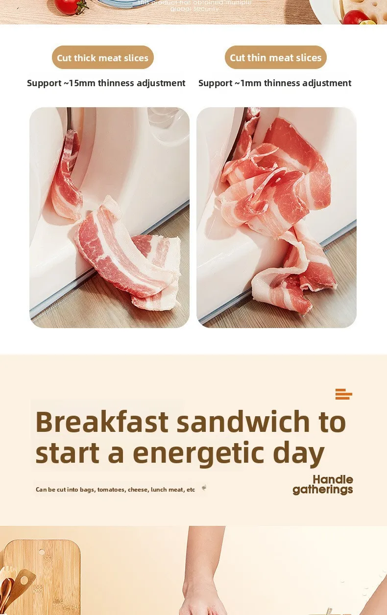 Professioneller Multifunktions-Lebensmittelschneider, Gemüse, Obst, Fleisch, Käse, Schneider mit Edelstahlklingen, rutschfeste Basis und Sicherheit – Detail 11