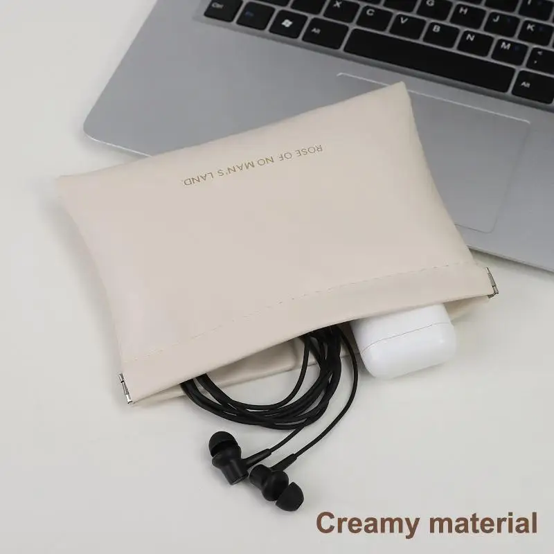 【IIOO】 Storage Bag With Automatic Closure, Wired Headphone Storage Bag, PU Coin Purse, Mini Portable Lipstick And Makeup Bag
