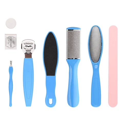 전문 페디큐어 발 세트, 스테인레스 스틸 발 케어 키트, 각질 제거 페디큐어 키트, 8 in 1