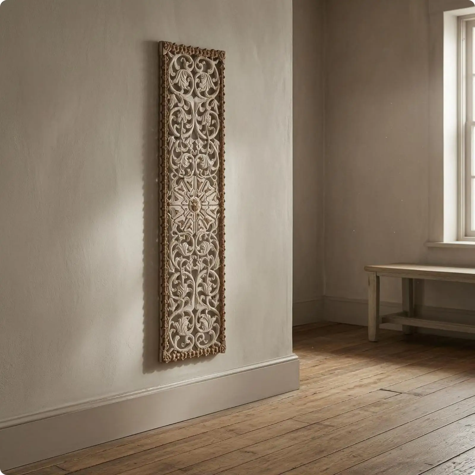Wall Mounted Artwork Antique Style MDF Wood Wall Decoration Panel for Living Room Aesthetic Home Decor