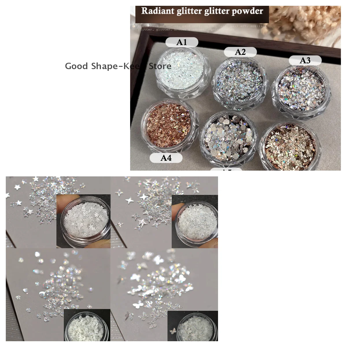 미니 반짝이는 별 네일 글리터 오각형 디자인 DIY 네일 아트 장식 박스 살롱 액세서리