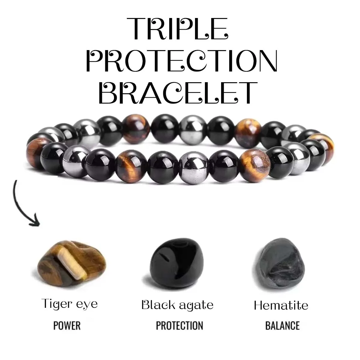 Men Bracelet Natural Black Agate Hematite Tiger Eye Bead Bracelet For Men Magnetic Health Protection For Women Soul Jewelry