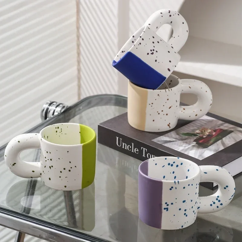 Creative Ink Splash Mug High Color Design Coffee Mug Home Girls Ceramic Breakfast Mug Premium Feeling Mugs