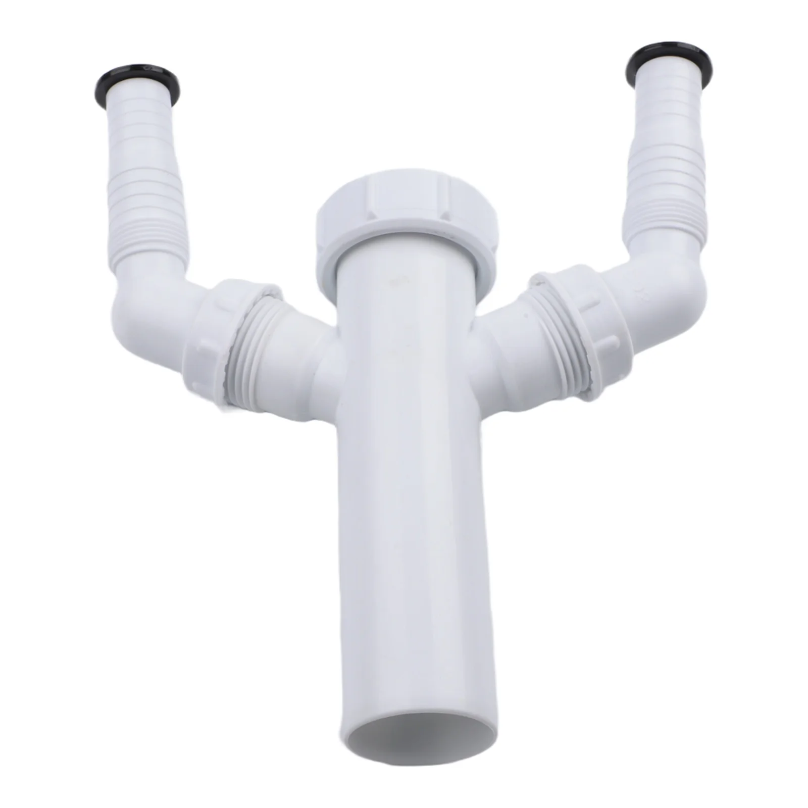 Double Outlet Waste Trap for Sink Installation with 1 1/2 Inch Inlet Compatible with Washing Machine and Dishwasher