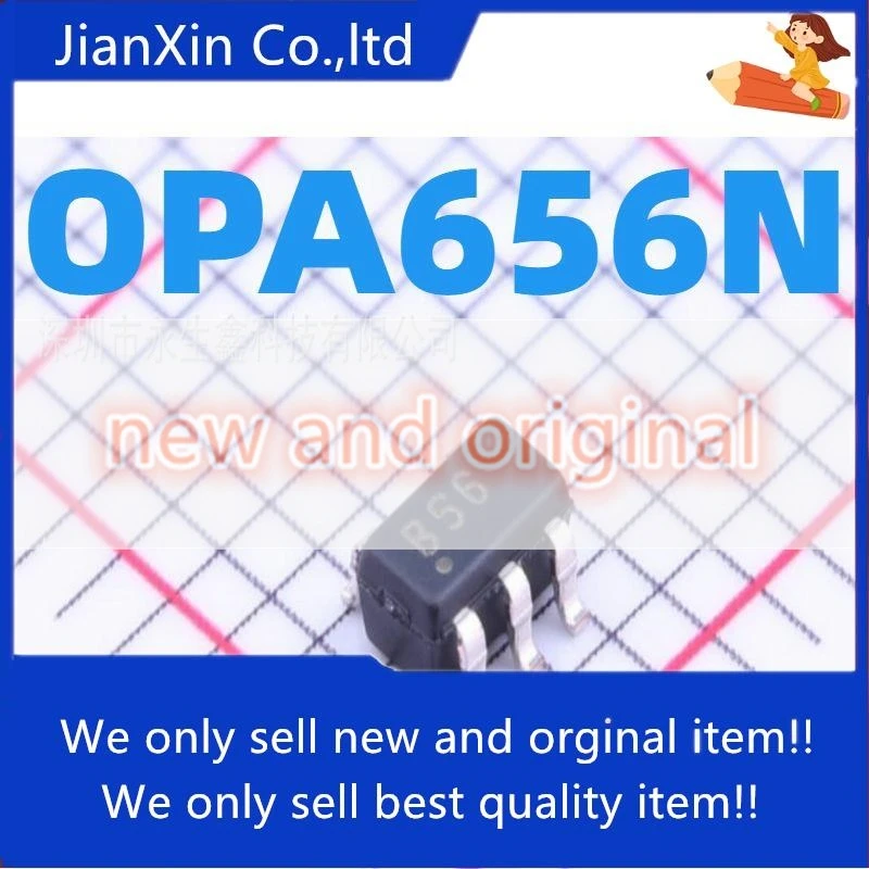 

2pcs orginal new OPA656N OPA656N/250 silk screen B56 patch SOT23-5 connection