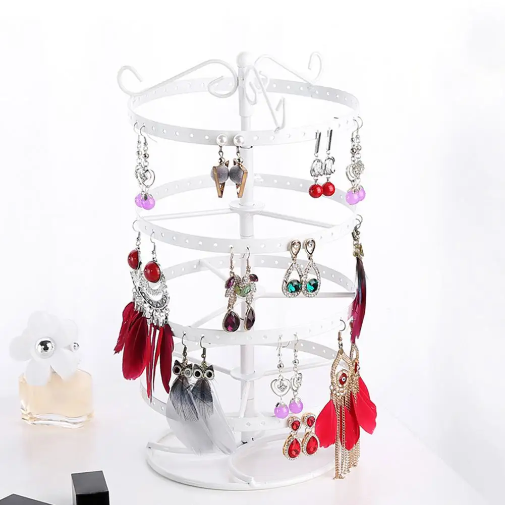 Jewelry Rack Earrings Holder Organizer Rotating Earring Display Stand with Adjustable 4-tiers for Desktop Jewelry Organization