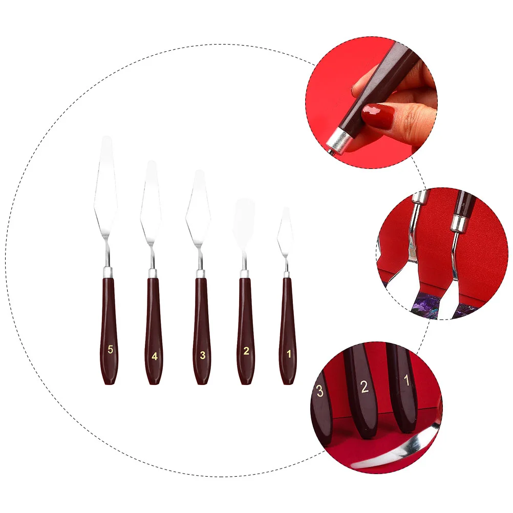 5 Pcs Oil Supplies Scraper Paint Spatula Drawing Tool Makeup Mixing Palette Pigment