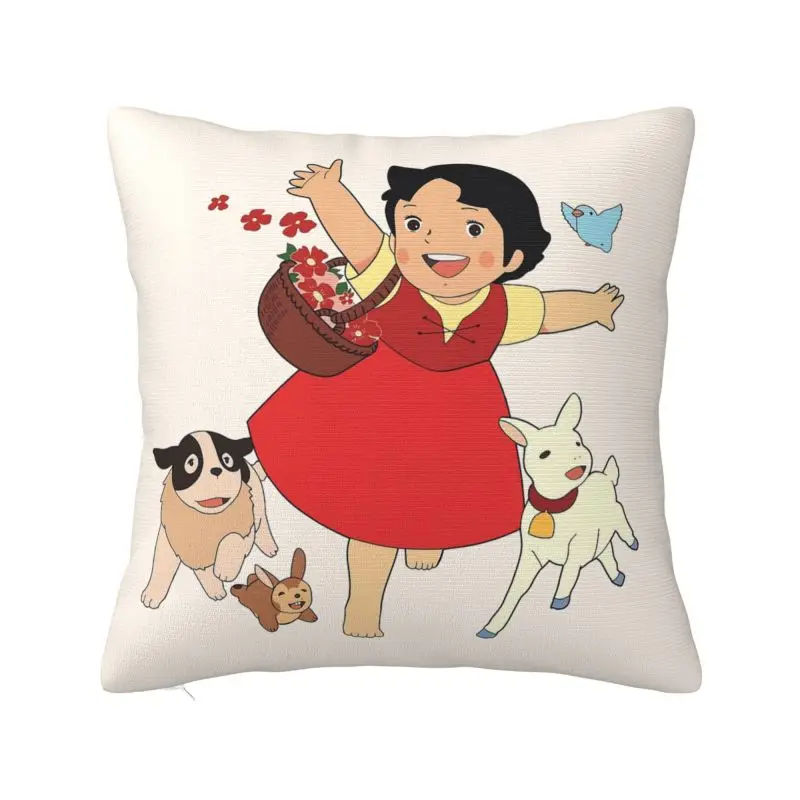 Stile nordico Heidi The Girl From The Alps fodere per cuscini velluto capra Anime Cartoon Pillow per la decorazione della federa quadrata dell\'auto