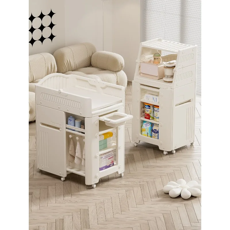 Multifunctional diaper changing table with adjustable lockers, suitable for babies and children, durable