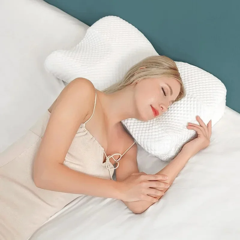 Solvath Concave Memory Foam Beauty Pillow Side Sleep Face Support Neck Rest Pillow with 100% Polyester Cover