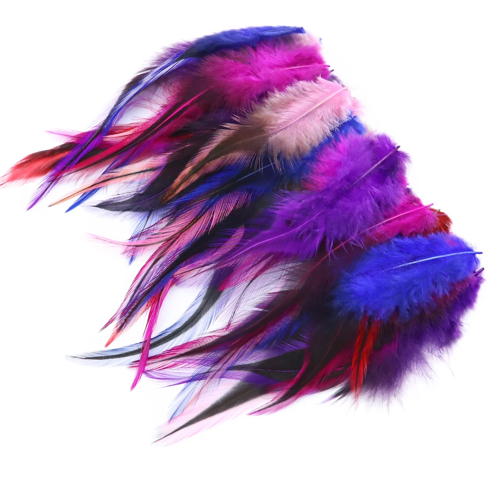 50PCS Colorful Pheasant Chicken Feather Saddle Feathers Fly Tying Plumas Jewelry Dreamcather Earring Making Accessories Decor