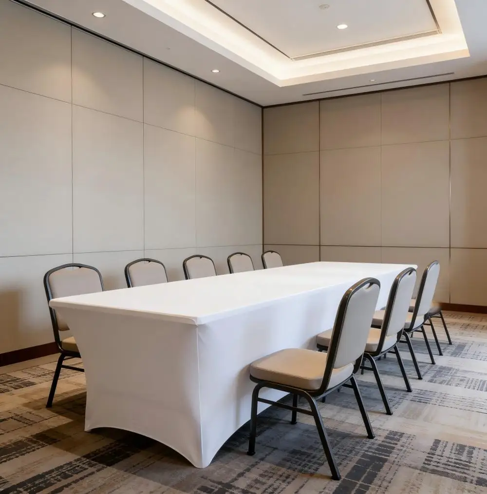 Großhandel schwarze einfarbige verdickte rechteckige Tischdecke elastische Tischdecke für Hotel Restaurant Hochzeit Bankett Dekoration – Detail 6