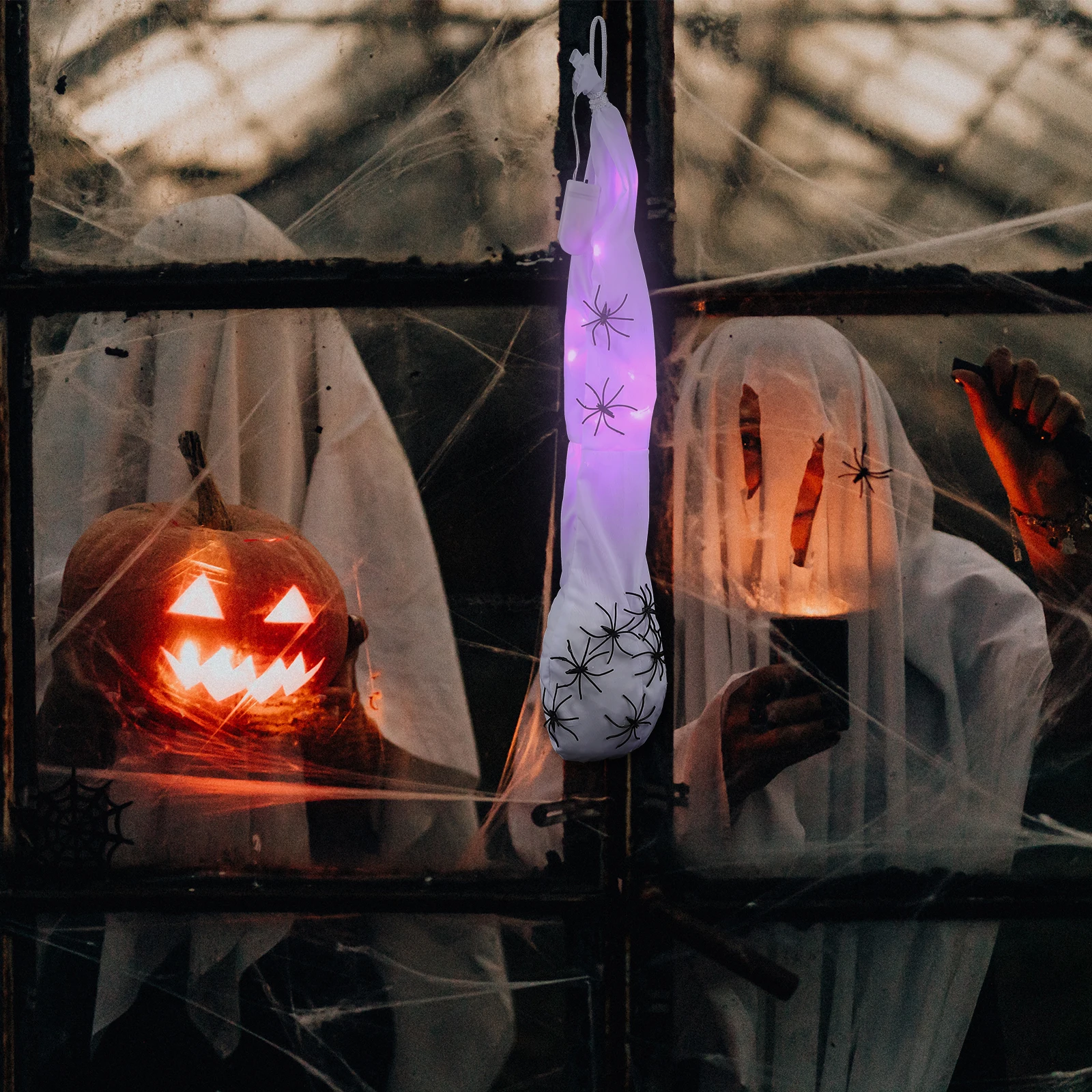 ديكور بيضة العنكبوت، قلادة معلقة للهالوين، لوازم الحفلات، ديكورات غرفة النوم، زينة عنكبوتية مزيفة #3