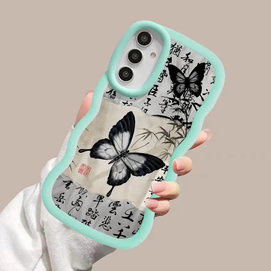 حافظة لهاتف سامسونج جالاكسي A15 A26 A34 A36 A33 A35 A16 A13 A14 A11 A12 A21s غطاء هاتف ناعم فراشة جميلة