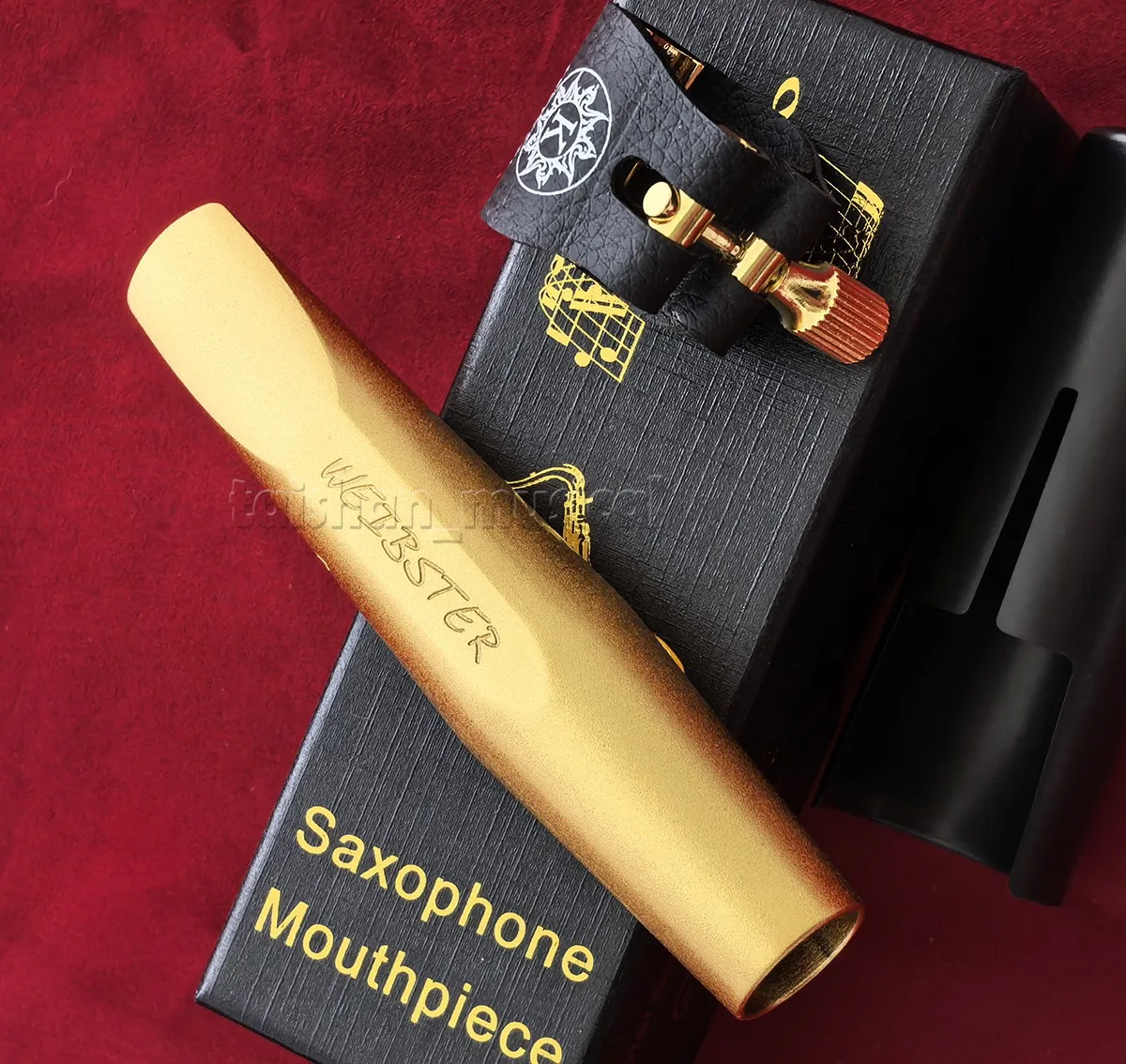 Performance customized Satin Gold Metal Tenor Saxophone Mouthpiece W / Ligature 7 - 9 #